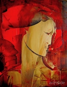 Woman in a red veil  